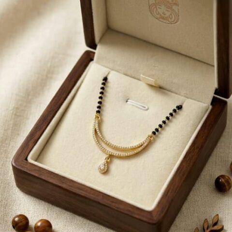 Elegant Gold-Plated Mangalsutra with Crystal Drop Pendant