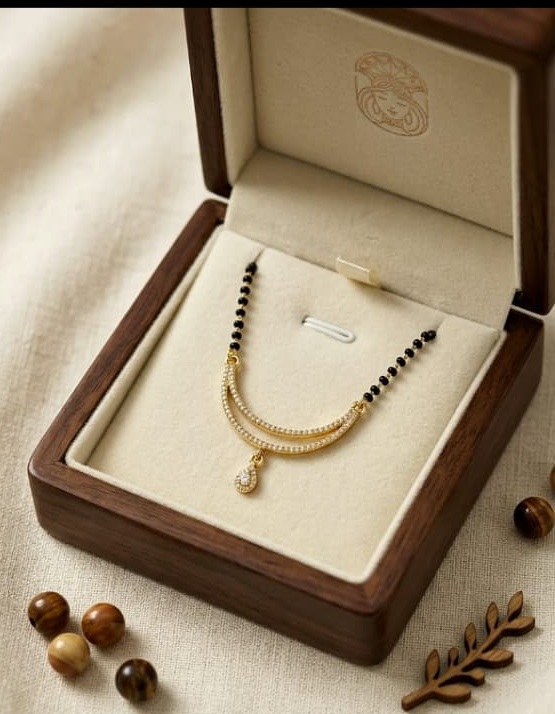 Elegant Gold-Plated Mangalsutra with Crystal Drop Pendant